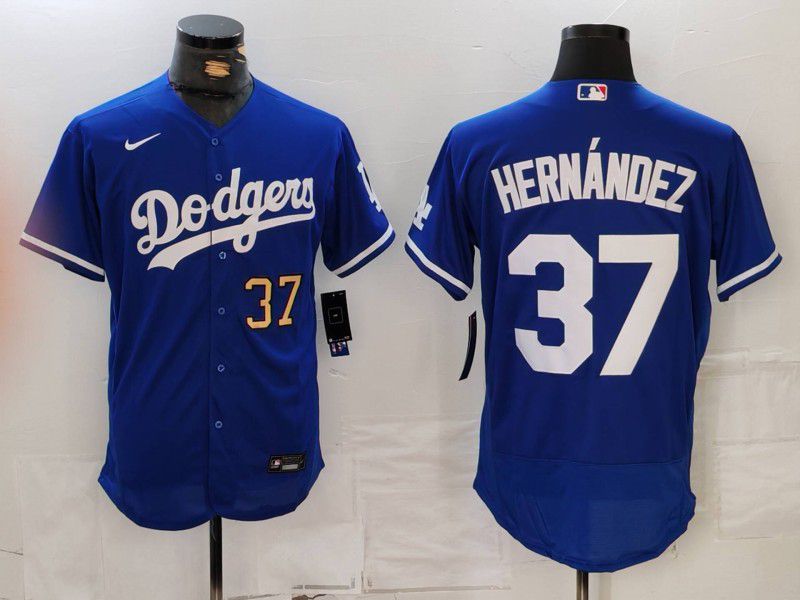 Men Los Angeles Dodgers #37 Hernandez Blue Nike Elite 2024 MLB Jersey style 7261->los angeles dodgers->MLB Jersey